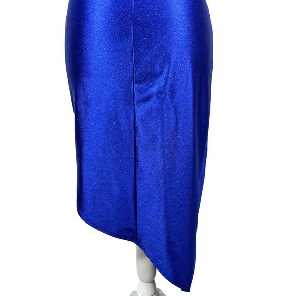 Fairy Grunge Y2k Asymmetric Faux Wrap Prom Cocktail Dress Juniors S Blue Shimmer - Picture 10 of 15